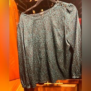 Ann Taylor Women's blouse in Teal and Black